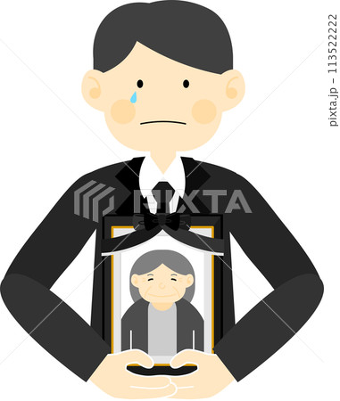 遺影を持つ男性のイラスト 遺影を持つ男性のイラスト 113522222