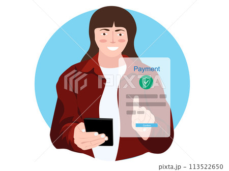 Online banking application via internet network, financial transactions, online digital payment concept. buy things online Vector illustration Online banking application via internet network, financial transactions, online digital payment concept. buy things online Vector illustration 113522650