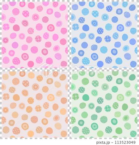 水玉模様の背景素材・4色セット 113523049