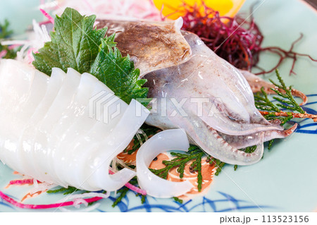 新鮮なコウイカの刺身 新鮮なコウイカの刺身 113523156