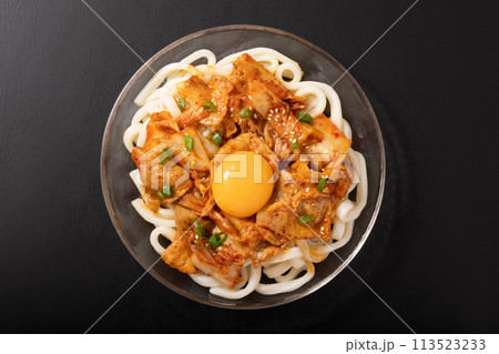 豚キムチ 冷やしうどん 豚キムチ 冷やしうどん 113523233