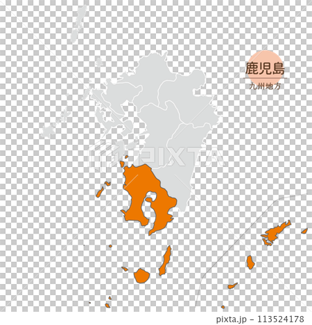 Kagoshima Prefecture, map of Kagoshima Prefecture in the Kyushu region, including remote islands 113524178