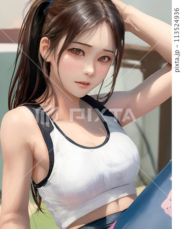 AiSakai　エクササイズ　トレーニングする女性 113524936