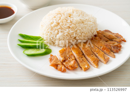 Grilled Chicken with Steamed Rice Grilled Chicken with Steamed Rice 113526997