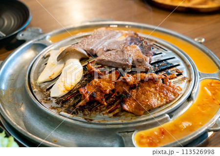 grilled meat in Korean style or Korean BBQ 113526998