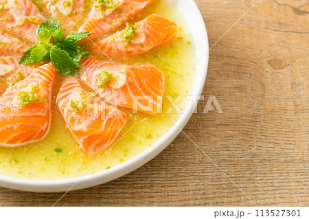 Spicy Salmon in Seafood Salad Sauce 113527301