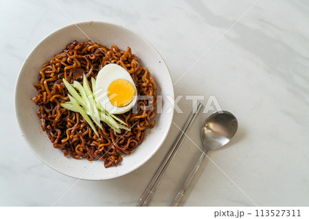 Korean Instant Noodle with Black Bean Sauce (Jajangmyeon or JJajangmyeon) Korean Instant Noodle with Black Bean Sauce (Jajangmyeon or JJajangmyeon) 113527311