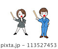 スーツの男女が説明をしているイラスト 113527453