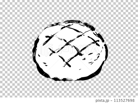 哈密瓜麵包手繪插畫 線描插畫 113527698