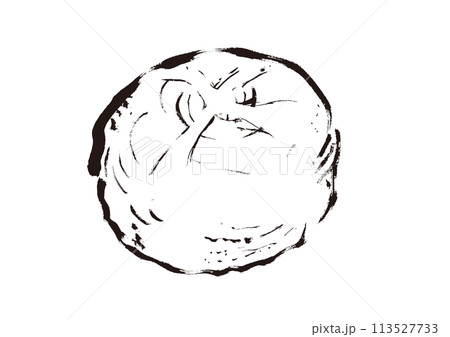 パン・ド・カンパーニュの手描きイラスト　線画モノクロ 113527733