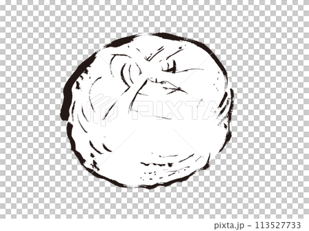 パン・ド・カンパーニュの手描きイラスト　線画モノクロ 113527733
