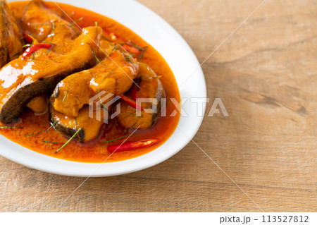 Redtail Catfish Fish in Dried Red Curry Sauce that called Choo Chee Redtail Catfish Fish in Dried Red Curry Sauce that called Choo Chee 113527812
