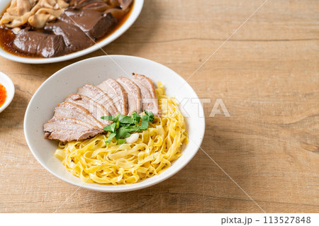 dried duck noodles in white bowl dried duck noodles in white bowl 113527848