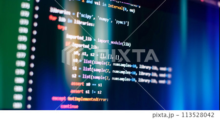 Cyber space concept. programming code on...の写真素材 [113528042] - PIXTA