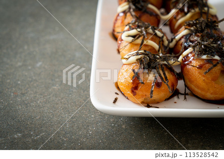 Takoyaki ball dumplings or Octopus balls Takoyaki ball dumplings or Octopus balls 113528542