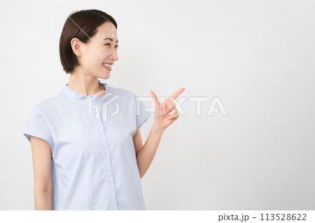 半袖ブラウスの若い女性 半袖ブラウスの若い女性 113528622