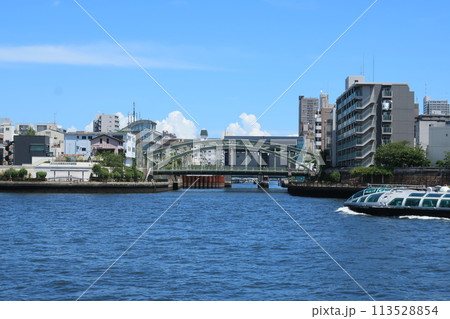 東京都日本橋浜町付近の隅田川沿岸の様子　都市風景 113528854