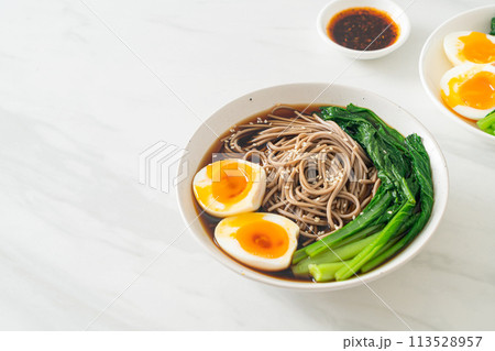 ramen noodles with egg - vegan or vegetarian food style 113528957