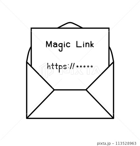 マジックリンク（ログイン用URL）が書かれた便箋が入った洋形封筒の線画 113528963