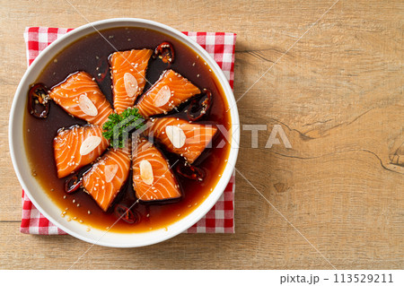 Salmon marinated Shoyu or Salmon Pickled Soy Sauce Salmon marinated Shoyu or Salmon Pickled Soy Sauce 113529211