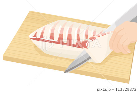 鯛の切り身を捌く 113529872