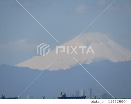 検見川浜から東京湾を挟んで見た富士山 検見川浜から東京湾を挟んで見た富士山 113529904