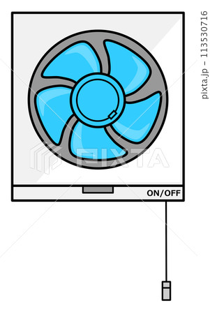 家庭用キッチンでファンの回転で換気をする換気扇のイラスト 113530716