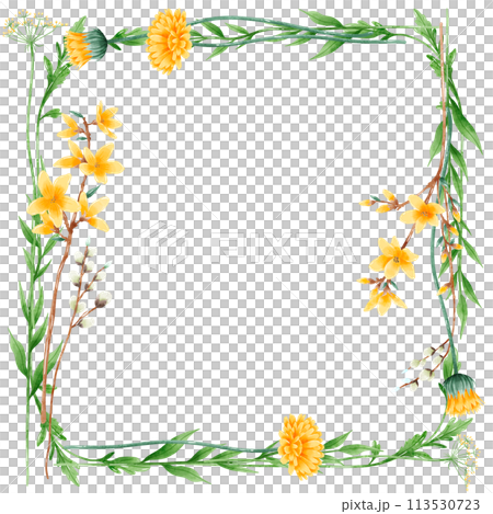 Handdrawn watercolor illustration clipart of detailed Spring Wildflowers meadow frame border collection Floral arrangements greeting cards wedding invitation Elegant ethereal nature Handdrawn watercolor illustration clipart of detailed Spring Wildflowers meadow frame border collection Floral arrangements greeting cards wedding invitation Elegant ethereal nature 113530723