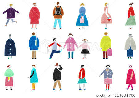 色々なポーズの老若男女 色々なポーズの老若男女 113531700