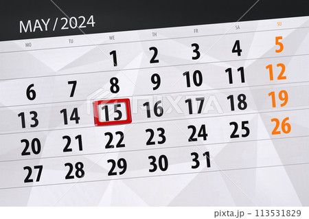 Calendar 2024, deadline, day, month, page, organizer, date, May, wednesday, number 15 113531829