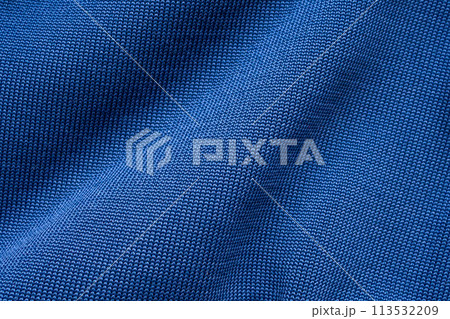 Blue sports clothing fabric football shirt jersey texture Blue sports clothing fabric football shirt jersey texture 113532209