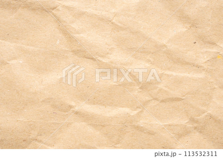 Abstract crumpled and creased recycle brown paper texture background 113532311