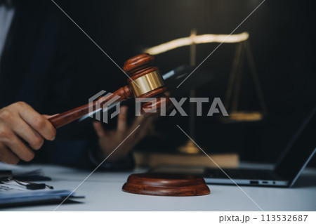 Businessman and Male lawyer or judge consult having team meeting with client, Law and Legal services concept. Businessman and Male lawyer or judge consult having team meeting with client, Law and Legal services concept. 113532687