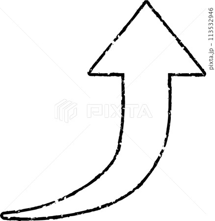手描きでモノクロの上昇する矢印 手描きでモノクロの上昇する矢印 113532946