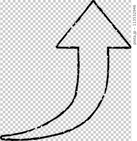 手描きでモノクロの上昇する矢印 手描きでモノクロの上昇する矢印 113532946