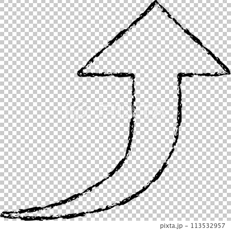Hand drawn monochrome rising arrow Hand drawn monochrome rising arrow 113532957