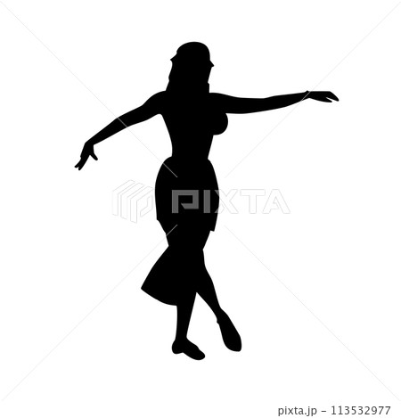 ダンスをしている女性 シルエット 113532977