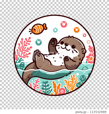 Cute sea otter playing in the sea Cute sea otter playing in the sea 113532999