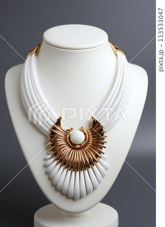 Radiant elegance: an opulent portrayal of luxury embodied in a captivating necklace, exuding sophistication, glamour, and timeless beauty, perfect for discerning tastes and refined occasions 113533047