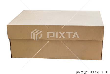 Mockup brown cardboard box isolated on white background Mockup brown cardboard box isolated on white background 113533181