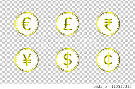 6 個黃金貨幣符號 6 個黃金貨幣符號 113533316