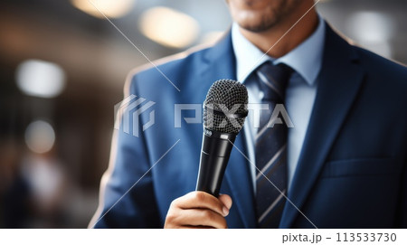 A journalist with a microphone, exploring stories, conducting interviews, and amplifying diverse perspectives through the power of audio storytelling in the dynamic world of media. A journalist with a microphone, exploring stories, conducting interviews, and amplifying diverse perspectives through the power of audio storytelling in the dynamic world of media. 113533730