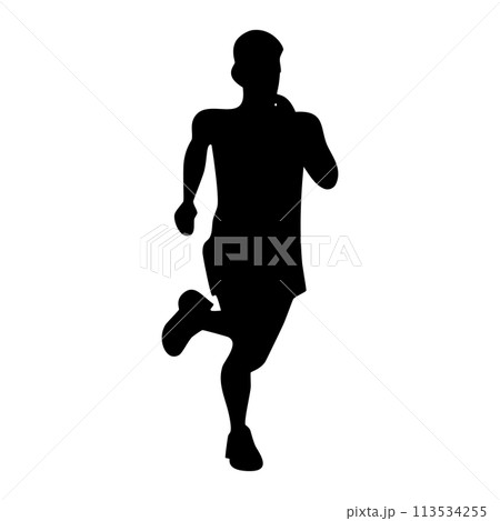 ランニングしている人のシルエット 113534255