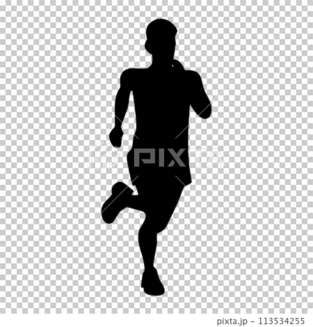 ランニングしている人のシルエット 113534255