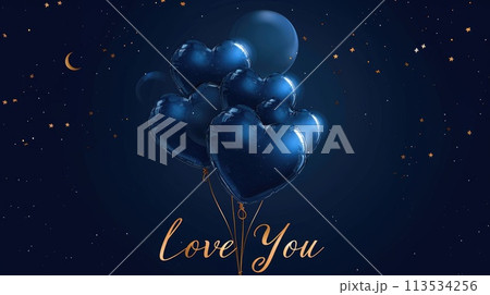 Expressive love: a charming greeting card adorned with heart-shaped balloons and the heartfelt text i love you, a perfect token for a loved one, celebrating affection and romance on Valentine's Day. 113534256