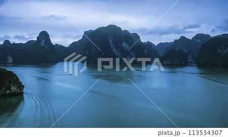 ベトナム　ティートップ島山頂から眺めるハロン湾の景観　/　Ha Long Bay, Vietnam 113534307