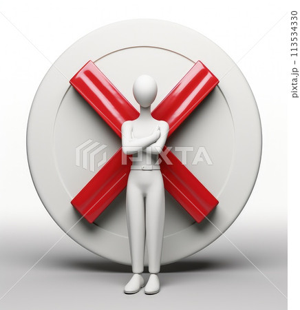 Banning entry: a 3d prohibition concept with a red x sign, a virtual warning symbolizing restricted access for banners and websites, ensuring digital safety and control in a visually impactful design 113534330