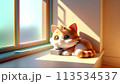 窓辺でおすましするネコさん 113534537