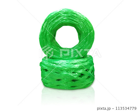 Green plastic rope isolated on white background Green plastic rope isolated on white background 113534779