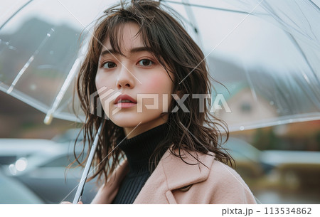 傘を差す女性 傘を差す女性 113534862